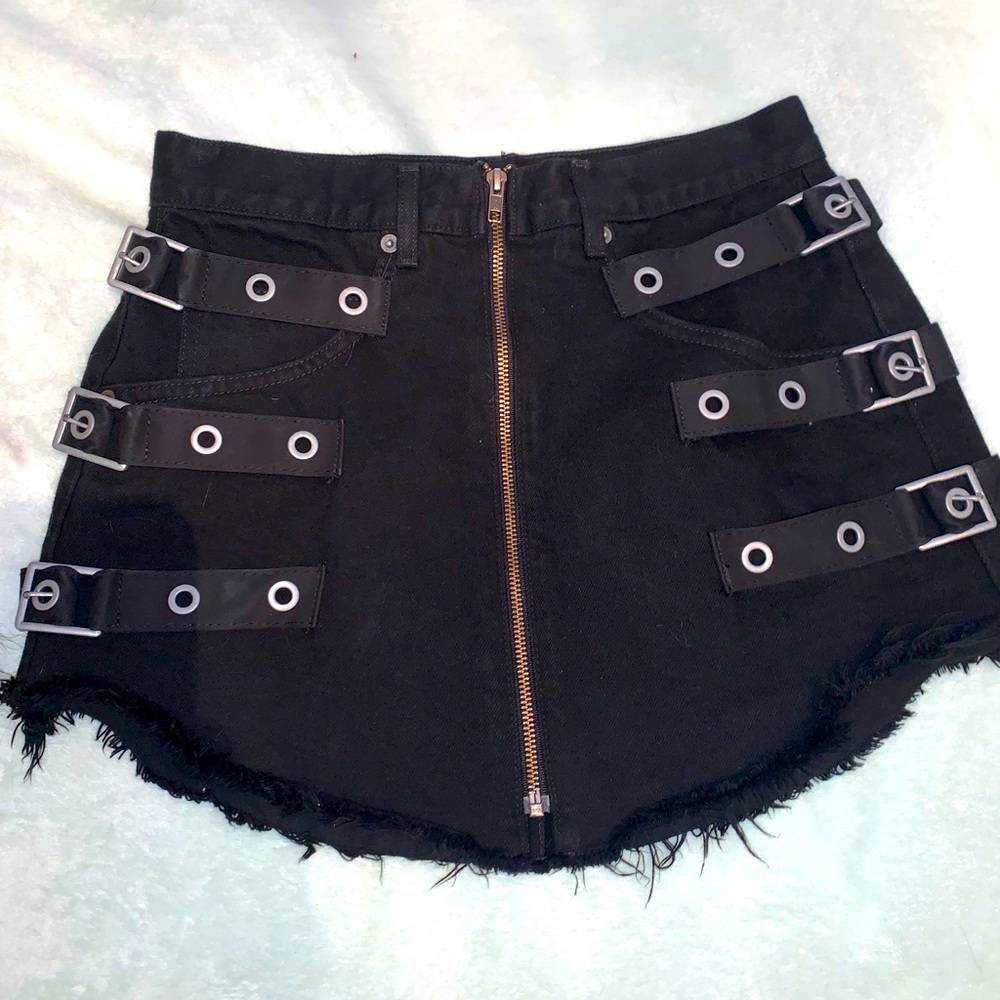 Black zip up skirt with buckles